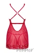 Прозора сорочка з трусиками Obsessive Lacelove babydoll XL/XXL Червона - зображення 4