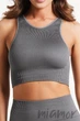 Топ бесшовный в рубчик GIULIA Halter Top Rib Poppy Seed S/M Темно-серый - изображение 2