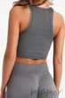 Топ бесшовный в рубчик GIULIA Halter Top Rib Poppy Seed S/M Темно-серый - изображение 3