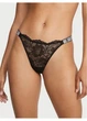 Трусики стрінги з камінцями Victoria’s Secret Very Sexy Shine Strap Rose Lace Thong Panty розмір S, М чорні - изображение 2