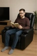 Массажное кожаное кресло, черное Bass Polska BH 30040 RELAX с массажем спины, поясницы и ног - изображение 7
