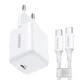 Мережевий зарядний пристрій Ugreen X513 30W USB-C with USB-C Cable 1m White (6941876260133) - зображення 1