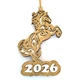 Новогодняя игрушка "Год Лошади 2026" с магнитом 10х6.5 см Золотистый ХДФ - изображение 1