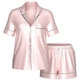 Сатиновая пижама Victoria's Secret Glazed Satin Short Pajama Set Pink Striped S Розовая в полоску - изображение 4