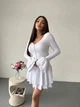 Эластичное платье клеш мини белого цвета 37170 46/48 - изображение 2