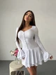Эластичное платье клеш мини белого цвета 37170 46/48 - изображение 4