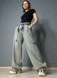 Джинсы женские Ijjass 6059 baggy супер широкие оверсайз с поясом винтажные 33 голубые - изображение 5