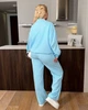 Жіночий костюм-трійка батал з бомбером на блискавці та широкими штанами блакитний 54-56 (FC-1987) - изображение 3