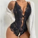 Кружевной боди из спандекса украшен кружевом L-XL черный (38/28) - изображение 2