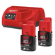 Енергокомплект Li-Ion MILWAUKEE, M12 NRG-202 (зарядний пристрій С12, 2 акумулятори В2 2Аг, картонна упаковка) - зображення 1