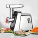 М'ясорубка електрична Rainberg RB-2271 3000W з реверсом та соковижималкою, 3 решітки 3/5/7 мм, насадки для ковбас, кеббе та томатів, терки для овочів, шнекова м'ясорубка для дому чорна зі сріблястим - зображення 1