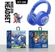Детские беспроводные наушники Stitch KT-100 Blue Bluetooth с RGB-подсветкой, микрофоном и слотом MicroSD - изображение 3