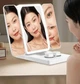 Дзеркало для макіяжу потрійне Tri Color Makeup Mirror CX-8 з LED-підсвічуванням, сенсорним керуванням та відсіком для контактних лінз - зображення 2