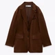Жіночий класичний атласний коричневий піджак Zara L 2712/419/700 (L) - изображение 2