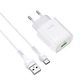 Сетевое зарядное устройство Hoco C72Q (USB/QC3.0)+ USB кабель Type-C- белый - изображение 3