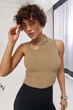 В'язана коротка майка з вирізом - кавовий колір, ONE SIZE - изображение 2