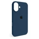 Чехол Fiji Silicone Case для Apple iPhone 16 бампер накладка Soft Touch с микрофиброй Navy Blue - изображение 1