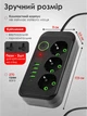 Подовжувач мережі c USB, 3 розетки 220 В, 4 USB, Type-C, Перенесення з кнопкою, 3 метри, Чорний - зображення 3