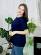 Базовая футболка женская 100% хлопок хб удлиненная без принта Темно-синий 2XL - изображение 5