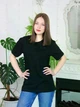 Базовая футболка женская 100% хлопок хб удлиненная без принта Черный 2XL - изображение 1