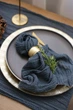 Марлевая салфетка столовая ручной работы VTILENE , Dark dusty blue, 45х45 см - изображение 5