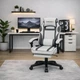 Геймерське крісло ThroneX Graphite White з масажною подушкою та підніжкою, до 130 кг - изображение 5