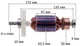 Якорь VJ Parts для торцовочной пилы Einhell (172*43,5 6-з лево), як1935 - изображение 2
