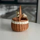 Пасхальная корзина 15х15х19см hand-made MIS LT натуральная с бежевым декором и мишкой - изображение 2
