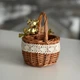 Пасхальная корзина 10х10х15см hand-made MIS LT натуральная с бежевым декором и мишкой мини - изображение 4