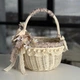 Пасхальная корзина 21х21х27см hand-made MIS LT бежевая с бежевым декором и птичкой средняя - изображение 1