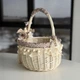Пасхальная корзина 21х21х27см hand-made MIS LT бежевая с бежевым декором и птичкой средняя - изображение 4