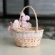 Пасхальная корзина 19х19х22см hand-made MIS LT бежевая с бело-розовым декором и зайчиком - изображение 3