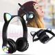 Беспроводные наушники с кошачьими ушками Cat Ear STN-28, Bluetooth, MP3, FM-радио, с LED-подсветкой, Черные - изображение 2