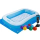 Детский надувной бассейн Intex 57403-3 Rectangular Pool синий 166х100х28 см с надувным дном тентом подстилкой насосом и шариками (21-9-57403-3) - изображение 2