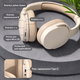 Бездротові навушники з мікрофоном Bluetooth 5.3, складні, AUX/Type-C, до 24 годин роботи, бежеві BT-HS-BE01 - зображення 3