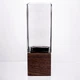 Ваза квадратна скляна 10х10х30см для квітів декоративна коричнева з дерева та скла. - зображення 2