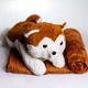 Мягкая игрушка плед подушка 3 в 1 Хаски 50х30х26см коралловый флис коричневый для дома и путешествий - изображение 4