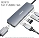 USB-хаб Benfei USB-C Hub 5 in 1, 2xUSB-A 2.0, 1xUSB-A 3.2, USB-C PD 100Вт, HDMI 4K@30Гц, 0.2м, grey - зображення 3