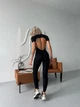 Спортивный женский комбинезон Zip Premium с акцентными силуэтными швами и коротким рукавом Открытая спина Без пуш-ап M Черный (ZIP150BlackM) - изображение 10