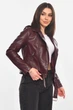 Куртка-косуха женская из экокожи бордового цвета Fashion размер 42 (210900) - изображение 2