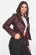 Куртка-косуха женская из экокожи бордового цвета Fashion размер 42-44 (210899) - изображение 2