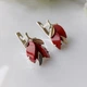 Серебряные серьги 925 пробы с кораллом и золотыми пластинами 375 пробы - изображение 3