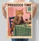 Постер интерьерный с котом Prosecco Time Время просекко А3 30х42 см (DZ142_А3) - изображение 1