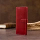 Вертикальный женский бумажник глянцевый Anet на кнопке GRANDE PELLE 11325 Красный - изображение 7