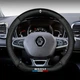 Кожаный чехол на руль Renault (D) Sport Brend (37-39см),черный с вставкой с углеволокна - изображение 1