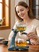 Чайник Гунфу з магнітним дозатором "Чарівний олень" 300мл, заварник із жароміцного скла з підставкою типод, блакитний - зображення 8
