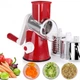 Овочерізка мультислайсер Tabletop Drum Grater Kitchen Master Терка для овочів та фруктів 3 насадки. Колір: червоний - зображення 5