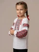 Вишиванка для дівчинки Piccolo Пацьорки Біла з червоно-чорною вишивкою гладдю 100% бавовна | Розмір 146 - зображення 2