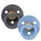 Соска BIBS 0-6 m Colour Latex Round Iron / Sky Blue, 2 шт - изображение 1