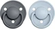 Пустушка BIBS 0-36 мiс De Lux Silicone Round - Baby Blue/Iron 2 шт. - изображение 2